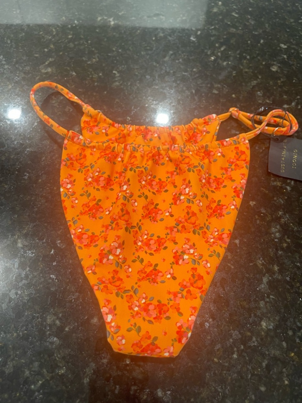 Skatie Orange Floral Tie-Side Bikini Bottoms - Picture 4 of 4